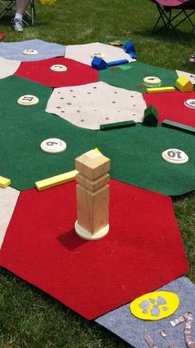 Giant lawn version of Settlers of Catan - co-created with my friend
