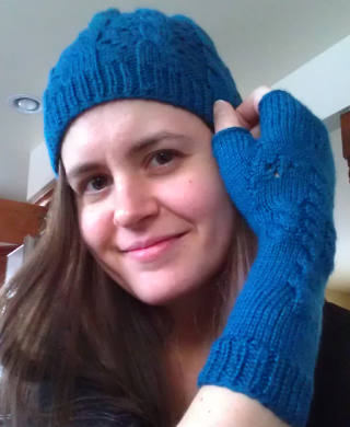 Knit beanie and fingerless gloves set - fall attire for myself